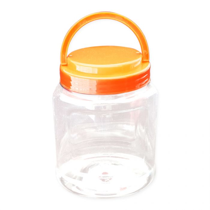 Jar PET with red lid & handle 1kg (Min 10 Ship)